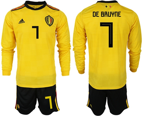 Belgium #7 De Bruyne Away Long Sleeves Soccer Country Jersey